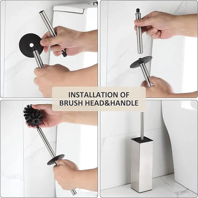 BGL Toilet Brush Holder Freestanding,Brushed Nickel,304 Stainless Steel,SUS304 Toilet Bowl Brush and Holder for Bathroom - Space Saving,Sturdy,Deep Cleaning,Covered Brush - ModernBath