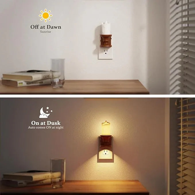 JandCase Nightlight Flameless Candle, 2 Pack Night Lights Plug into Wall, 0-100LM Dimmable Nightlight, 3000K Soft White, LED Candle Night Light with Light Sensor, for Kids Hallway Bathroom - ModernBath