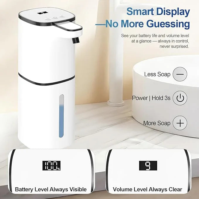 Automatic Liquid Soap Dispenser, 9 Adjustable Levels, 380ml/12.8oz, Auto Touchless Hand Soap or Dish Soap Dispenser,USB Rechargeable Dispenser,Wall Mount or Tabletop Use for Bathroom Kitchen - ModernBath