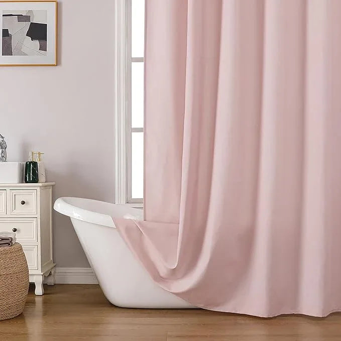 OVZME Zora 36 x 72 Inch Stall Fabric Shower Curtain - Soft Small Shower Curtain for Bathroom for Narrow Stall Size, Machine Washable Water Resistance, Hotel Style, Blush Pink - ModernBath