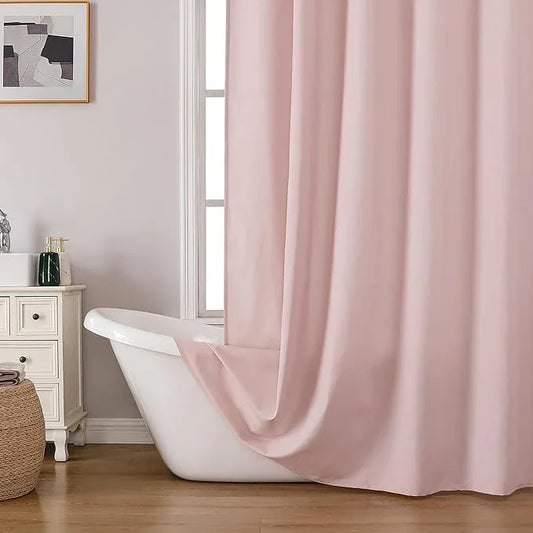 OVZME Zora 36 x 72 Inch Stall Fabric Shower Curtain - Soft Small Shower Curtain for Bathroom for Narrow Stall Size, Machine Washable Water Resistance, Hotel Style, Blush Pink - ModernBath