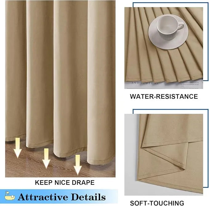 OVZME Zora Solid Taupe Shower Curtain for Bathroom, Fabric Shower Curtain- Soft Cloth & Hotel Spa Quality, Water Repellent, Machine Washable Shower Curtain Set with 12 Hooks, Grommets Top, 72Wx72L - ModernBath
