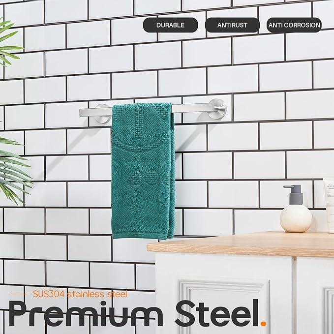 12 Inch Bathroom Towel Bar Bath Towel Rack Kitchen Towel Holder Towel Ring Wall Mounted SUS304 Stainless Steel Brushed Nickel AN4001BR-L12 - ModernBath