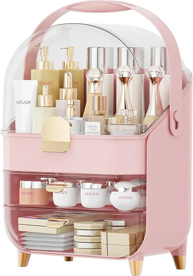 Makeup Organizer Countertop, Skincare Holder Bathroom Counter Organizer, Storage Box Cosmetic Display Cases, Teen Girl Gifts Make up Organizers for Vanity, Dresser (Pink) | Skincare Holder, Teen Girl Gifts, Trendy Stuff, Make up Organizers - ModernBath