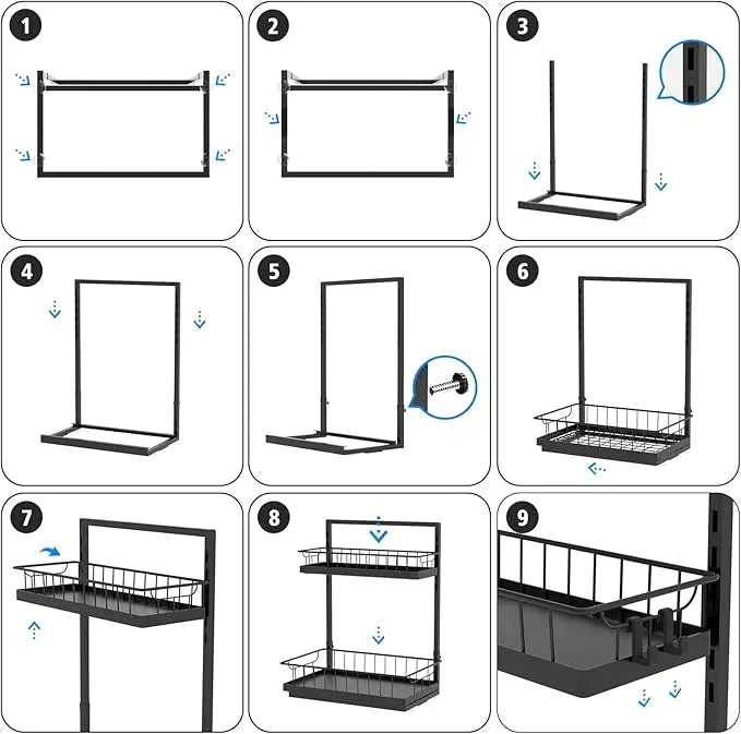 WOWBOX Under Sink Organizer 1 Pack, 2-Tier Cabinet Organizer for Kitchen, Bathroom, Slide Out Drawer Under Sink Organizers and Storage, Metal Organizing Rack for Pantry, Cabinet, Closet - ModernBath