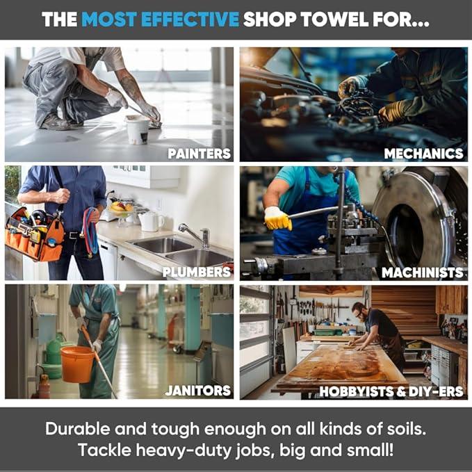 Microfiber Wholesale Microfiber Shop Towels | MWipes Reusable Red Shop Rags | 50 Rags in a Box | Super Absorbent, Machine Washable Hundreds of Times | Automotive, Paint, Industrial, Detailing - ModernBath