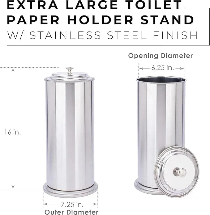 JS Jackson Supplies Free Standing Extra Large Toilet Paper Holder - Stainless Steel - ModernBath