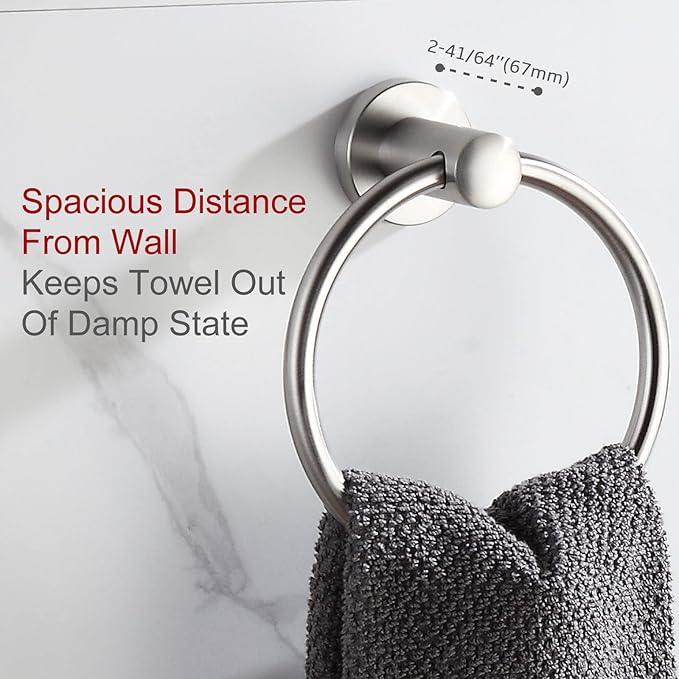 BGL Brushed Nickel Towel Ring Brushed Nickel Hand Towel Holder Stainless Steel Towel Ring for Bathroom 2 Pack - ModernBath