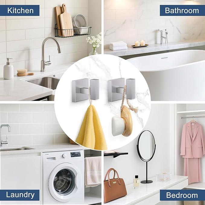 TURS 5-Pieces Brushed Nickel Bathroom Hardware Accessories Set 23.6" Towel Bar Set Wall Mounted Square Toilet Paper Holder with Shelf Stainless Steel - ModernBath