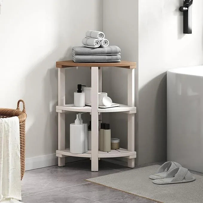 Shower Bench, Corner Shower Stool for Inside Shower and Shaving Legs, Waterproof HDPE Shower Chair Seat with Storage Shelf for Bathroom Non-Slip - ModernBath