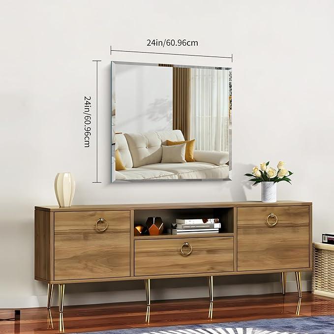 CILIBER Beveled Mirror, 24x24 inch Square Bathroom Mirrors for Wall, Upgraded Shatterproof Frameless Vanity Mirror Over Sink with Beveled Edge for Bathroom,Bedroom,Living Room and Entryway - ModernBath