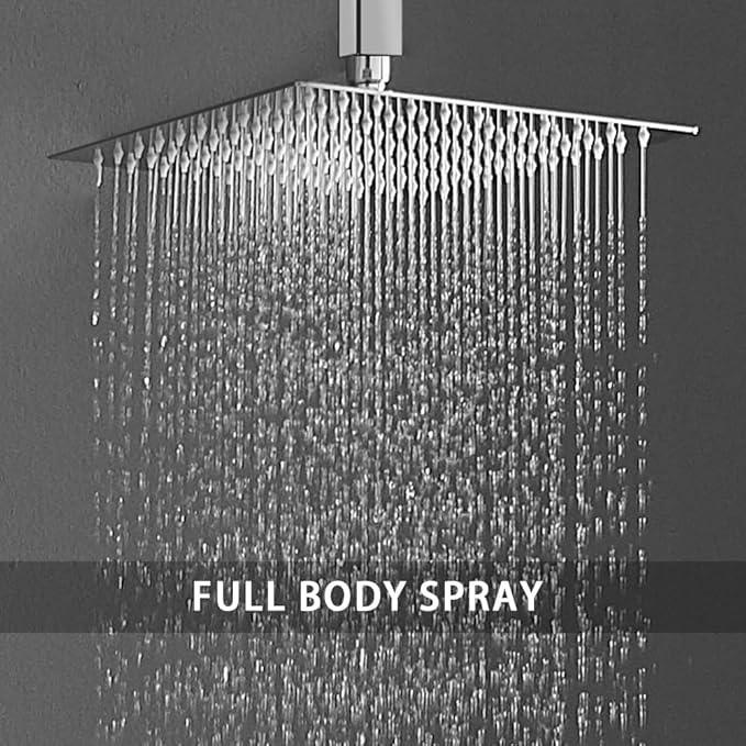 Heable Shower System ‎Polished Chrome Bathroom 10 Inch Rain Shower Head Ceiling Mount with Handheld Luxury High Pressure Shower Combo Set Shower Faucet Rough-in Valve Body and Trim Kit - ModernBath