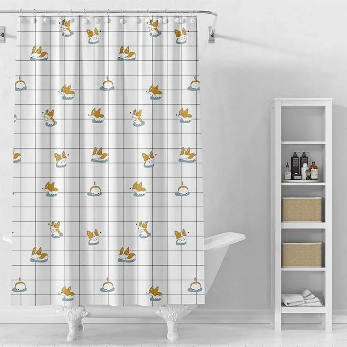TIKABC Shower Curtain Liner, 4G PEVA Corgi Shower Liner, Plastic Waterproof Shower Curtains, 72x72 inch with Grommet Holes 3 Magnetic Weights - ModernBath