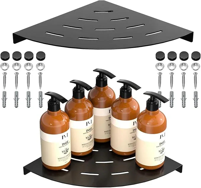 2 Pack Corner Shower Shelves Load Capacity 40 lbs 304 Stainless Steel Shower Corner Shelf Will not Rust 8in Shower Shelf for Inside Shower Matte Black Drilling Installation - ModernBath
