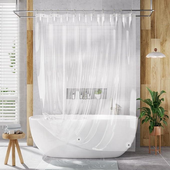 AmazerBath Shower Curtain Liner, 72x72 Clear Shower Curtain Liner, Waterproof Plastic Shower Liner, Cute Lightweight PEVA Shower Curtain for Bathroom with 3 Magnets and 12 Rustproof Metal Grommets - ModernBath
