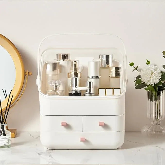 Large Makeup Organizer w Drawers Beauty Organizer Makeup Box Holder Vanity Organization Desk Countertop MakeUp Organizers Bathroom Counter Organizer Skincare Cosmetic Case Stand Dustproof Lid Gift - ModernBath