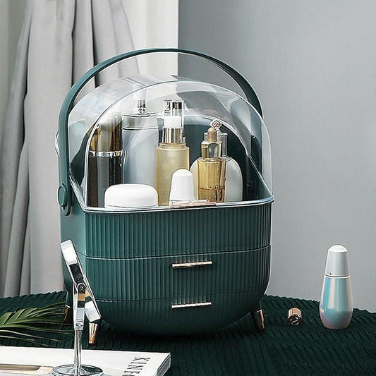 Ergocar Cosmetics Organizer Make Up Case Dustproof Cosmetic Storage Box, Cosmetics Skin Care Products Multi-Function Jewelry Organizer Case - green-1 - ModernBath