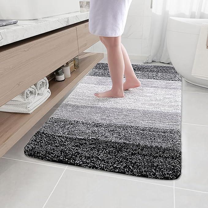Arotive Microfiber Bathroom Rugs, Shaggy Soft and Absorbent Bath Rug, Non-Slip, Thick Plush Machine Washable Dry Bath Mats for Bathroom, Tub and Shower, 47x32, Black, Rectangular - ModernBath