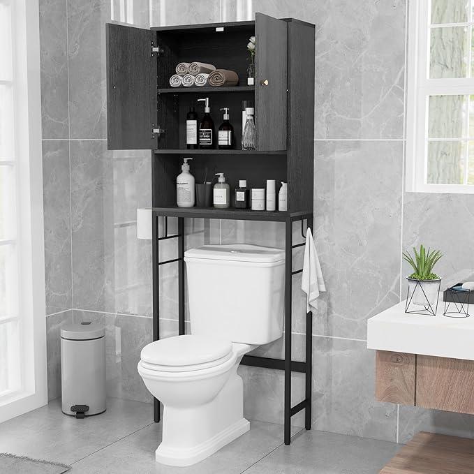 Over-The-Toilet Storage Cabinet, Freestanding Bathroom Organizer with Metal Frame, Adjustable Shelf & Open Compartment, Space Saver for Toilet & Laundry Room - ModernBath