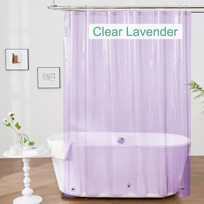 Mrs Awesome Clear Lavender Shower Curtain Liner with 3 Magnets, 72x72 Premium Flexible Sturdy Plastic Shower Curtain for Bathroom Lightweight & Waterproof, Clear Lavender - ModernBath