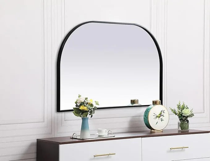 Illuminate, Metal Frame Arch Mirror 39X24 Inch in, Modern, Black - ModernBath