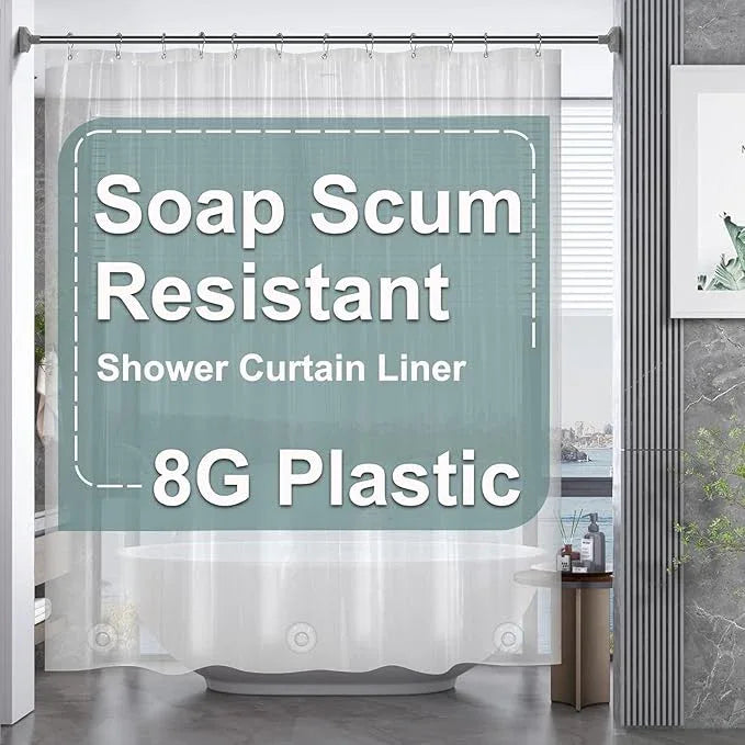 AmazerBath Plastic Shower Curtain Clear Premium PEVA, Clear Shower Curtain Heavy Duty 8G, Weighted Shower Curtains for Bathroom Accessories with 3 Big Stones and 12 Rustproof Grommets, 72x72 Inches - ModernBath