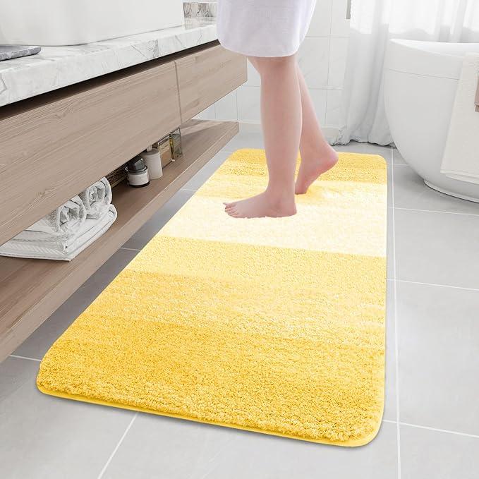 Arotive Microfiber Bathroom Rugs, Shaggy Soft and Absorbent Bath Rug, Non-Slip, Thick Plush Machine Washable Dry Bath Mats for Bathroom, Tub and Shower, 59x24, Yellow, Rectangular - ModernBath