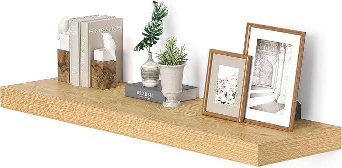 Vivelove 10 inches Deep Floating Shelves 36 inch Long, Single Wall Shelves Heavy Duty 70 lbs for Bedroom, Bathroom, Living Room, Kitchen, Office, Modern Shelf Home Decor, Set of 1, Oak - ModernBath