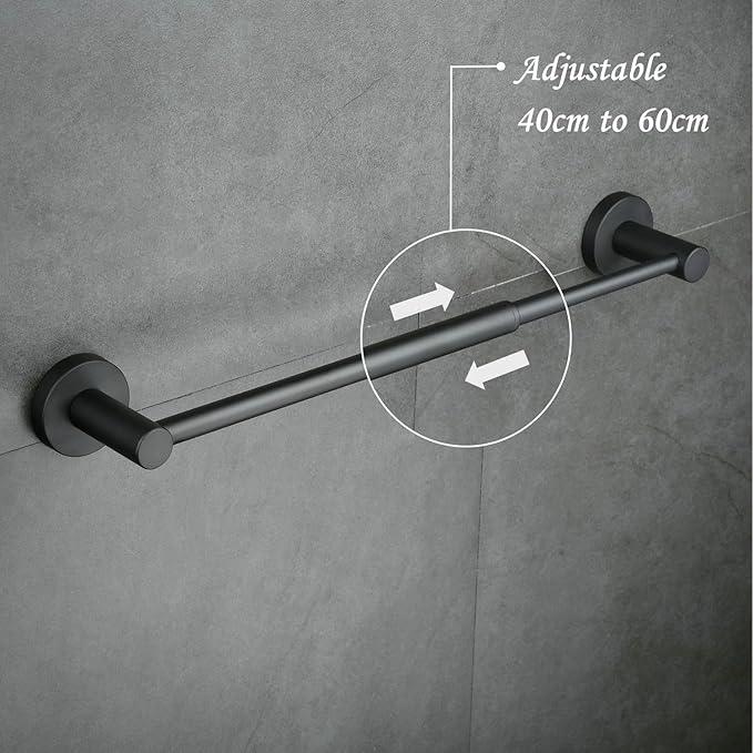 Adjustable Retractable Towel Bar 16”to 26”, SHUNLI Black Bathroom Towel Rack Bath Hand Towel Holder Flexible, Wall Mounted/SUS304 Stainless Steel - ModernBath