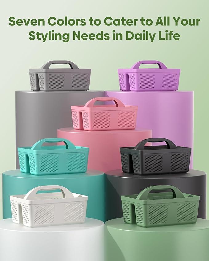 MLIKLU 4 Pack Portable Shower Caddy, Integrated Handle, Reinforced Plastic, Quick-Dry Ventilation Holes, Multi-purpose Storage Basket for Home, Dorm and Bathroom, Kitchen, Under Sink Storage, Green - ModernBath