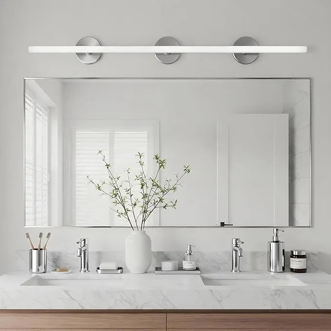 Bonverre 20x40 Inch Nickel Bathroom Mirror for Wall, Aluminum Frame Rectangle Rectangular Vanity Mirror, Modern Large for Bedroom, Living Room, Horizontal or Vertical - ModernBath
