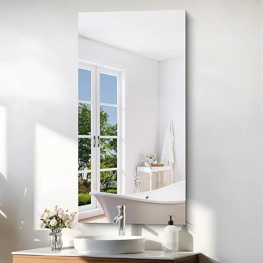 KOCUUY Frameless Mirror, 24x48 Inch Rectangle Bathroom Vanity Mirror for Over Sink, Upgraded Shatterproof Unframed Design for Bedroom, Living Room, Entryway - ModernBath