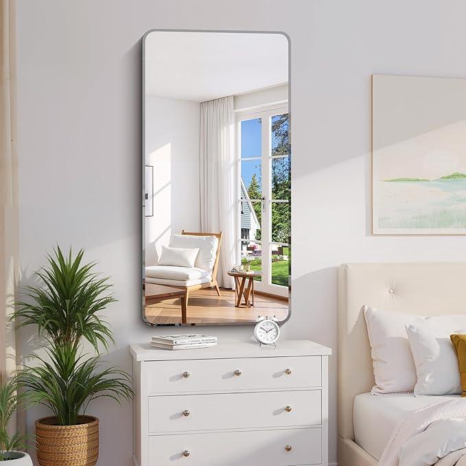 CILIBER Frameless Mirror, 24x48 Beveled Bathroom Mirror Rounded Corner, Frameless Wall Mirror Shatterproof Tempered Glass Lightweight Design for Bedroom Living Room Entryway - ModernBath