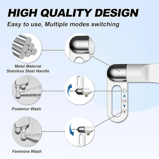Jeriussg Bidet Attachment for Toilet Ultra Slim Non-Electric Bidet for Standard Toilet Self-Cleaning Dual Nozzle Adjustable Pressure, Feminine Wash Bidet Attachment - ModernBath
