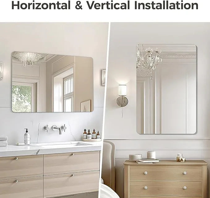 USHOWER 2-Pack Frameless Bathroom Mirror 20X30 Inch, Rectangle Wall Vanity Mirror for Over Sink, Bathroom, Bedroom, Entryway, Polished Edge, Tempered Glass - ModernBath