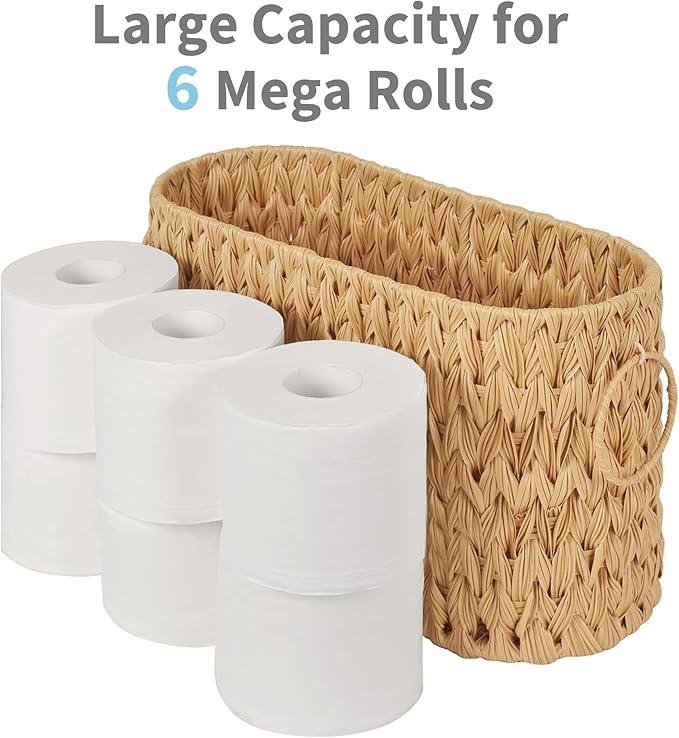 GRANNY SAYS Toilet Paper Storage, Bathroom Storage Basket, Toilet Paper Basket for 6 Mega Rolls, Toilet Paper Holder with Storage, Wicker Basket for Bathroom Accessories - ModernBath