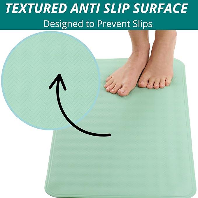 ENKOSI Non Slip Shower Mat – Bath Mat for Tub and Shower Floors – Anti Slip Bathtub Mat with Strong Suction Cup Grip – Soft, Green Bathroom Mat for Inside Bath and Shower Floors (28x16 Aqua Green) - ModernBath