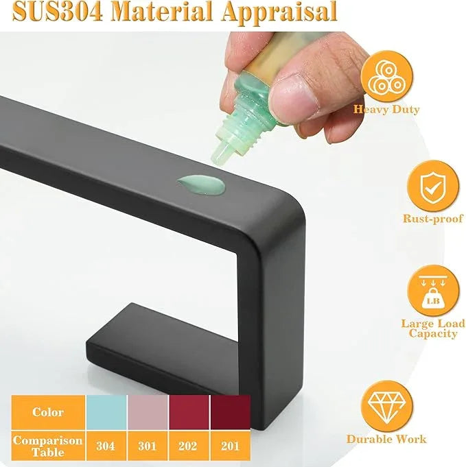 Alise 12'' Towel Bar for Bathroom,Black Towel Holder Towel Rack for Bathroom Wall Mount,SUS304 Stainless Steel Towel Rail Towel Hanger for Walls - ModernBath
