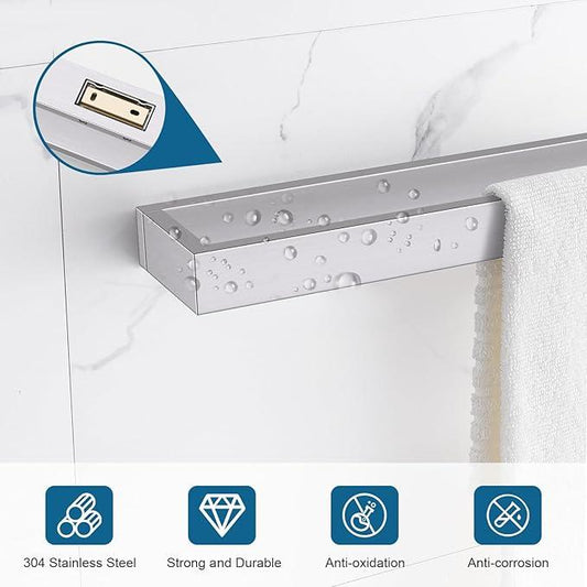 TNOMS Single Towel Bar Towel Holder Bathroom Hardware Accessories,Stainless Steel Wall-Mounted Towel Rack Towel Rail,16 Inches Brushed Nickel - ModernBath