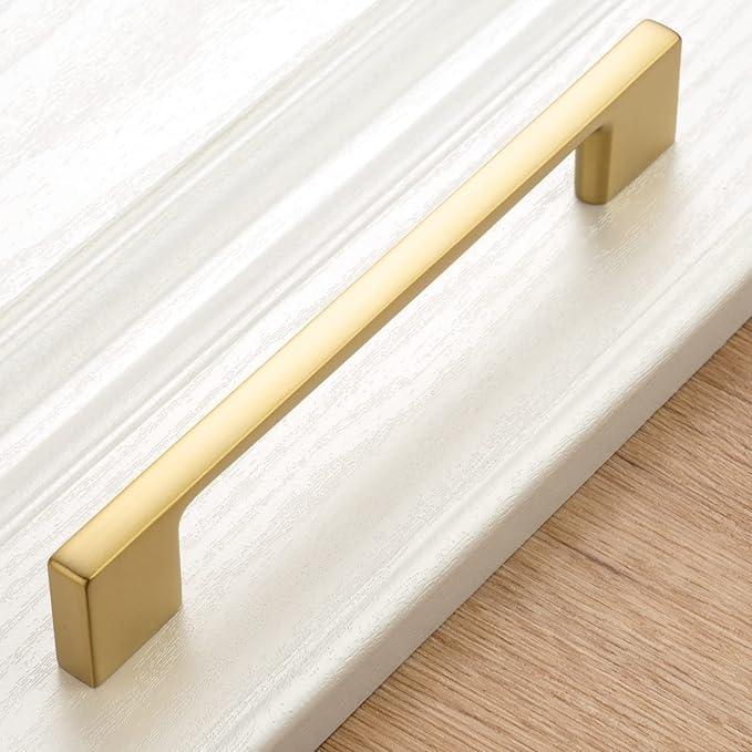 KOOFIZO 10 Pack 5 Inch Brushed Gold Kitchen Cabinet Pulls Gold Cabinet Handles Gold Cabinet Hardware for Kitchen Cabinets Drawer P01 Dresser Cupboard Bedroom Bathroom - ModernBath