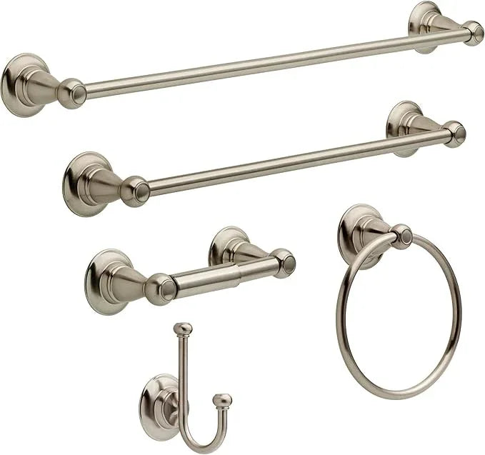 Delta Porter (1-Pack) Hand Towel Holder SpotShield Brushed Nickel Towel Racks for Bathroom Wall Round Towel Ring Holder for Bath Towel Hanger for Kitchen, Bathroom Accessories PTR46-BN - ModernBath