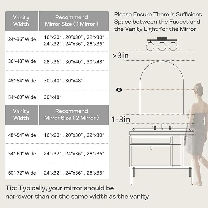 Minuover 28" x 36" Black Arched Mirror, Large Arch Bathroom Wall Mirror, Metal Frame Arched Top Bathroom Vanity Mirror for Living Room, Bedroom, Entryway, Tempered Glass, Shatter Proof - ModernBath
