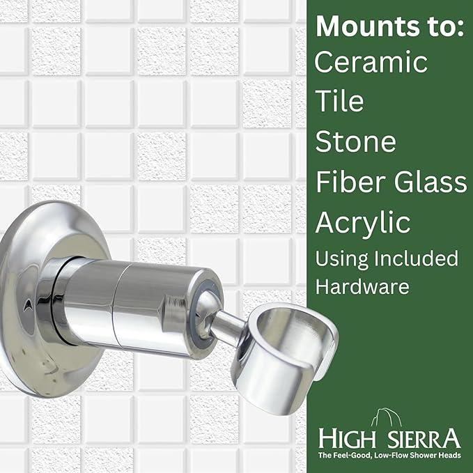 High Sierra® - Solid Metal Wall Mounted Holder for Handheld Shower Heads - Brushed Gold Finish - ModernBath