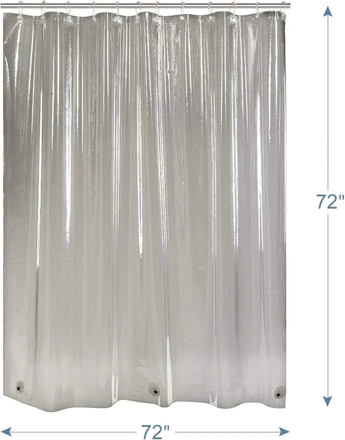 AmazerBath Transparent Black Shower Curtain Liner, 72x72 Shower Liner, Lightweight Plastic Shower Curtain Liners, Cute Waterproof Shower Liner for Bathroom with 3 Magnets and 12 Grommet Holes - ModernBath