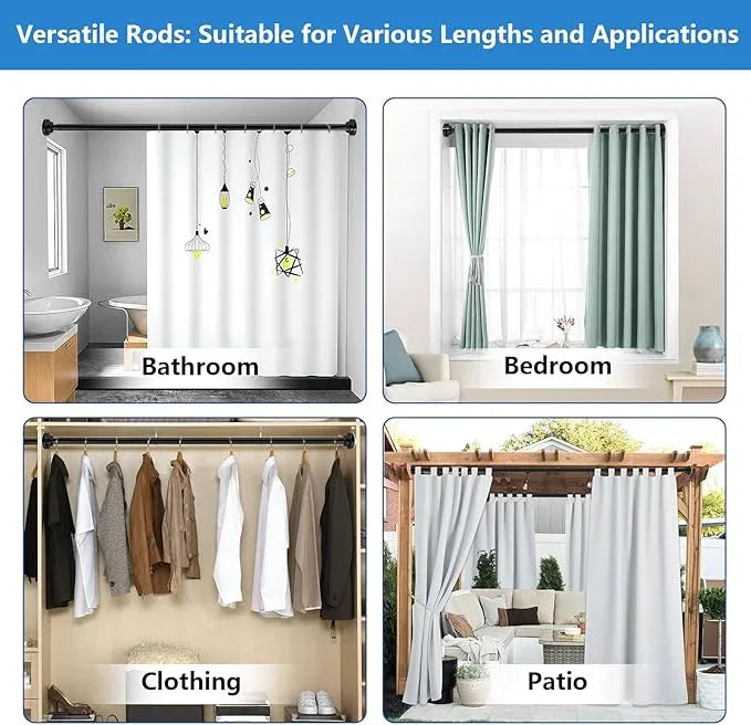 Umimile Shower Curtain Rod, 1 Inch Diameter Adjustable Spring Tension Curtain Rod, 304 Stainless Steel Shower Rod for Bathroom, Windows, Never Rust Non-Slip (Black, 50-86”) - ModernBath