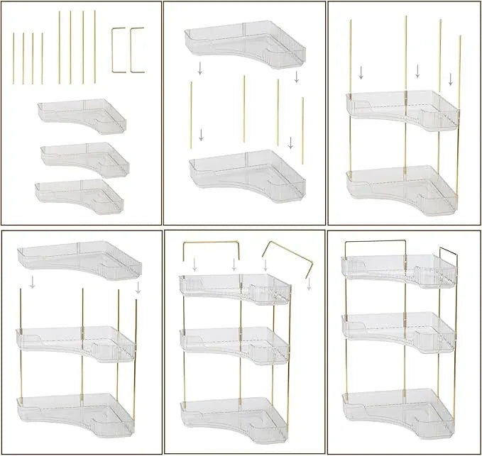 shuang qing 3-Tier Corner Bathroom Counter Organizer – Storage Shelf for Makeup, Perfume & Skincare, Space-Saving Countertop Tray Fits Bathroom, Dresser, Kitchen (White) - ModernBath