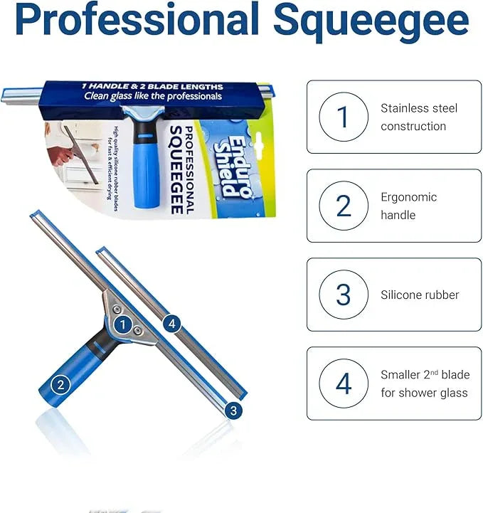 Professional Squeegee - Premium Quality Silicone Rubber Blades with Ergonomic Handle for Streak-Free Cleaning - Perfect for Windows, Shower Doors, and Railings - ModernBath