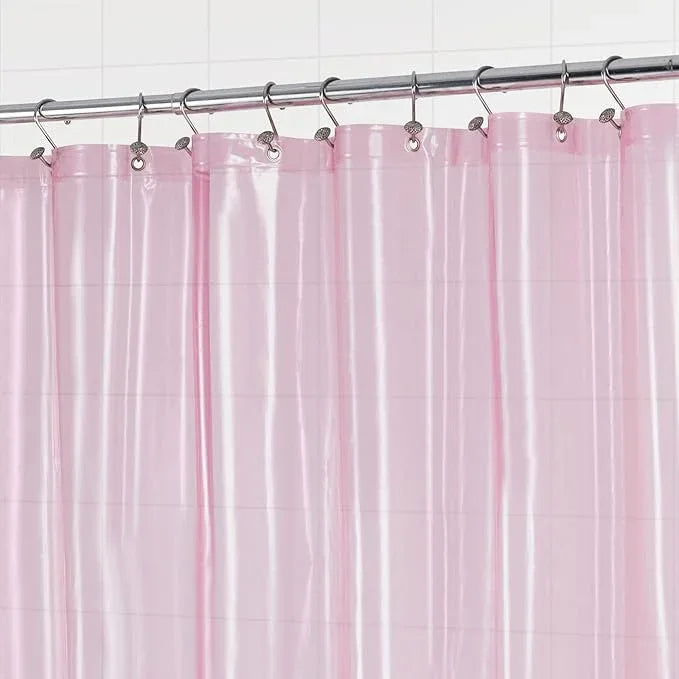 Barossa Design Extra Long Clear Pink Shower Curtain Liner with 3 Magnets - 72" x 84" XL, Waterproof PEVA Lightweight Shower Liner for Bathroom, PVC Free, Metal Grommets - Clear Pink, 72x84 - ModernBath