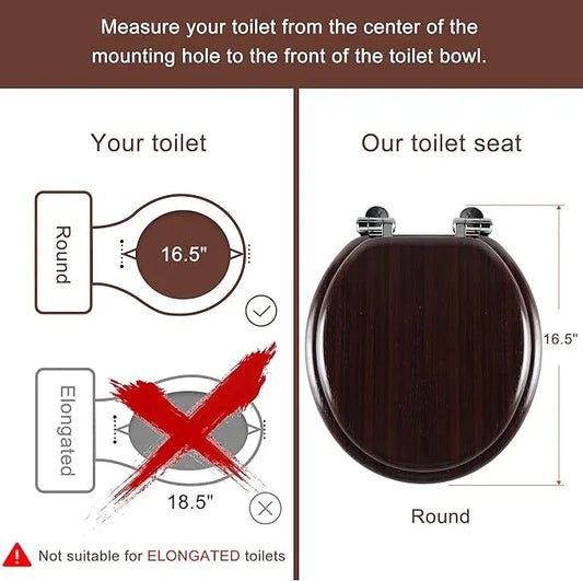 Round Toilet Seat Molded Wood Toilet Seat with Quietly Close and Quick Release Hinges, Easy to Install also Easy to Clean by Angol Shiold (Round, Dark Brown) - ModernBath