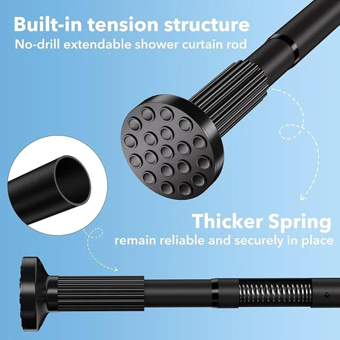 Tension Curtain Rod 51–148 In (4.25–12.33 ft),Extra Long Outdoor Curtain Rod for Window or Bathroom Patio,Easy to Install No Drilling Never Rust,Heavy Duty Adjustable Spring Shower Rod - ModernBath